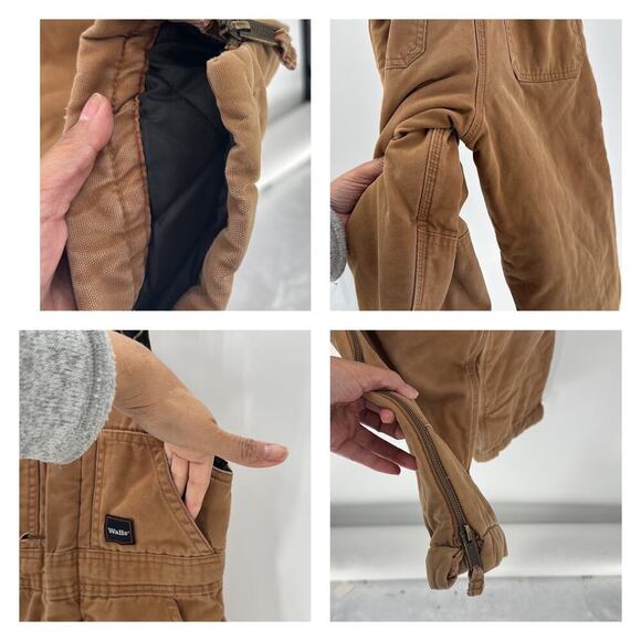Walls Kidz Grow System Bib Overalls Youth size M Insulated Brown Canvas Hunting - Picture 6 of 6